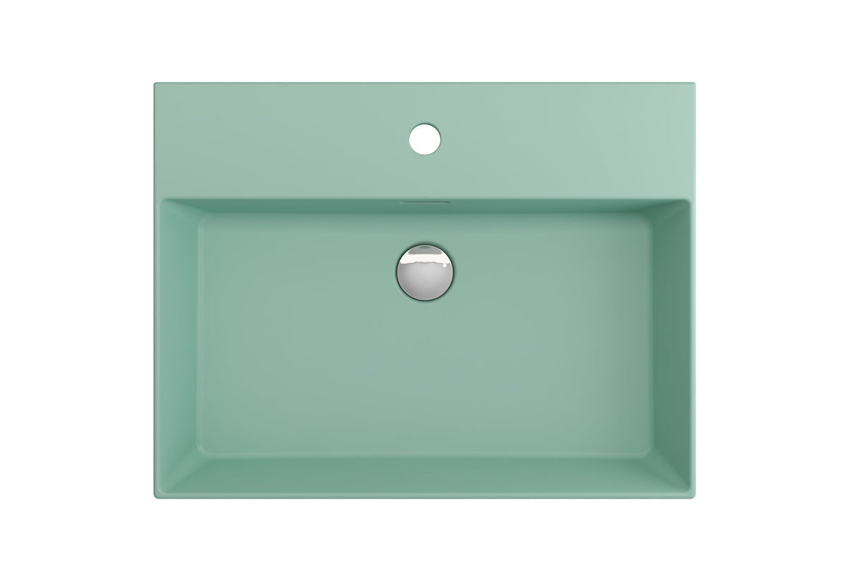 BOCCHI 1376-033-0126 Milano Wall-Mounted Sink Fireclay 24 in. 1-Hole with Overflow in Matte Mint Green