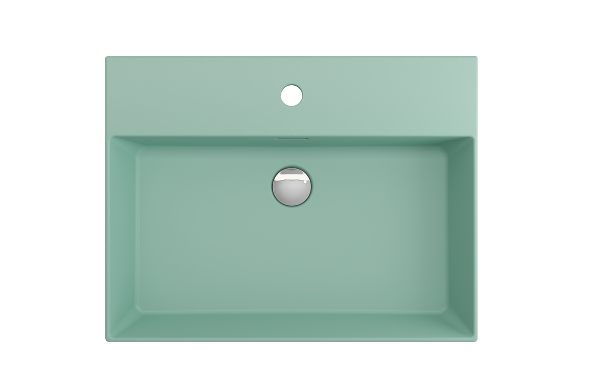 BOCCHI 1376-033-0126 Milano Wall-Mounted Sink Fireclay 24 in. 1-Hole with Overflow in Matte Mint Green