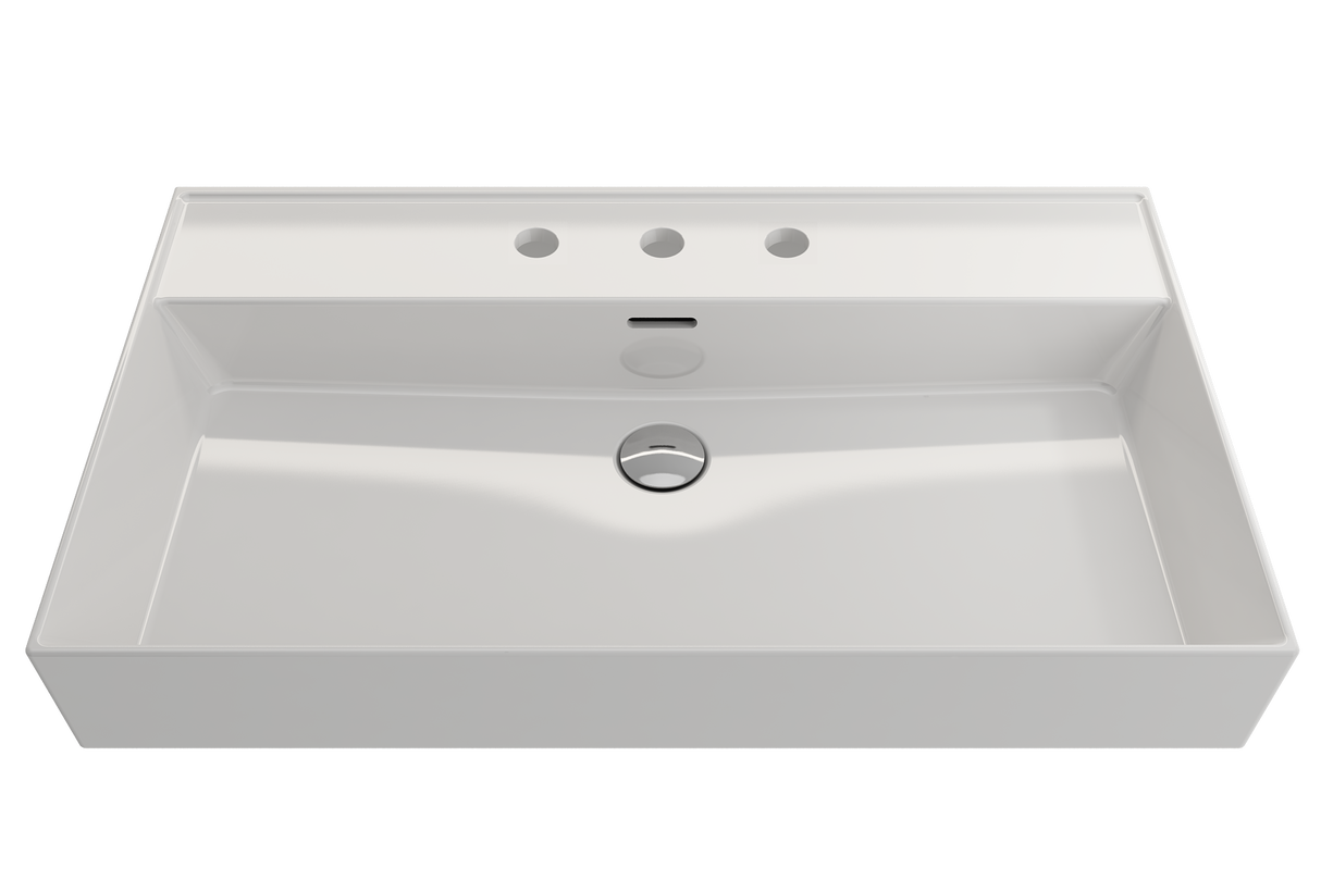BOCCHI 1377-001-0127 Milano Wall-Mounted Sink Fireclay 32 in. 3-Hole with Overflow in White