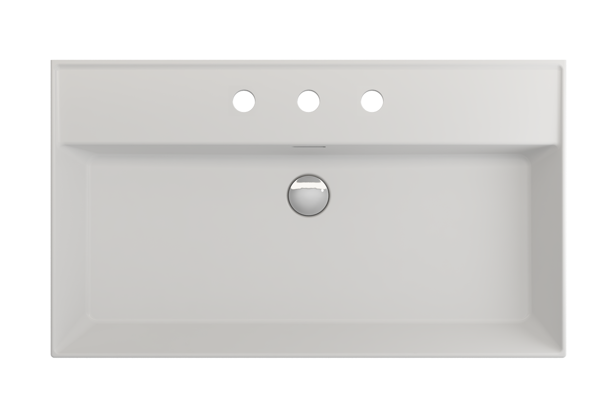 BOCCHI 1377-002-0127 Milano Wall-Mounted Sink Fireclay 32 in. 3-Hole with Overflow in Matte White