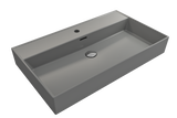 BOCCHI 1377-006-0126 Milano Wall-Mounted Sink Fireclay 32 in. 1-Hole with Overflow in Matte Gray