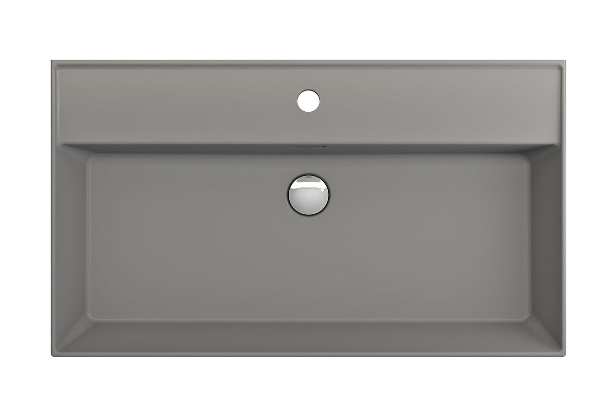 BOCCHI 1377-006-0126 Milano Wall-Mounted Sink Fireclay 32 in. 1-Hole with Overflow in Matte Gray