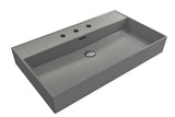 BOCCHI 1377-006-0127 Milano Wall-Mounted Sink Fireclay 32 in. 3-Hole with Overflow in Matte Gray