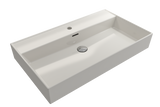 BOCCHI 1377-014-0126 Milano Wall-Mounted Sink Fireclay 32 in. 1-Hole with Overflow in Biscuit