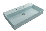 BOCCHI 1377-029-0127 Milano Wall-Mounted Sink Fireclay 32 in. 3-Hole with Overflow in Matte Ice Blue