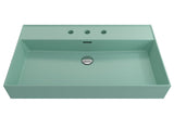 BOCCHI 1377-033-0127 Milano Wall-Mounted Sink Fireclay 32 in. 3-Hole with Overflow in Matte Mint Green