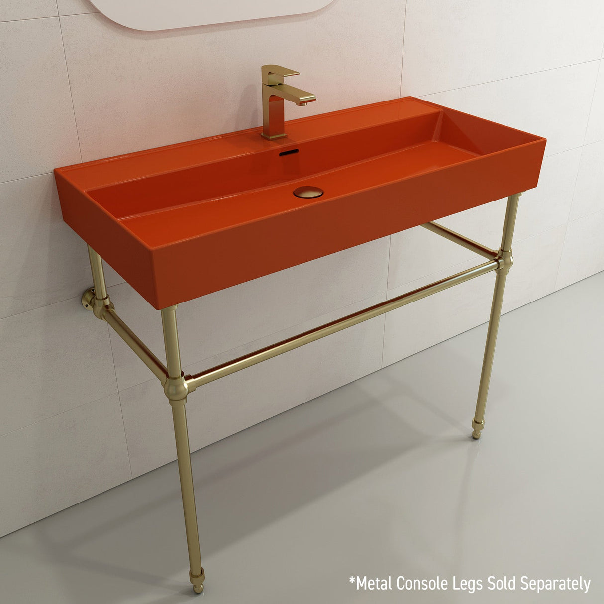 BOCCHI 1378-012-0126 Milano Wall-Mounted Sink Fireclay 39.75 in. 1-Hole with Overflow in Orange