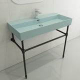 BOCCHI 1378-029-0126 Milano Wall-Mounted Sink Fireclay 39.75 in. 1-Hole with Overflow in Matte Ice Blue