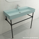 BOCCHI 1378-029-0126 Milano Wall-Mounted Sink Fireclay 39.75 in. 1-Hole with Overflow in Matte Ice Blue