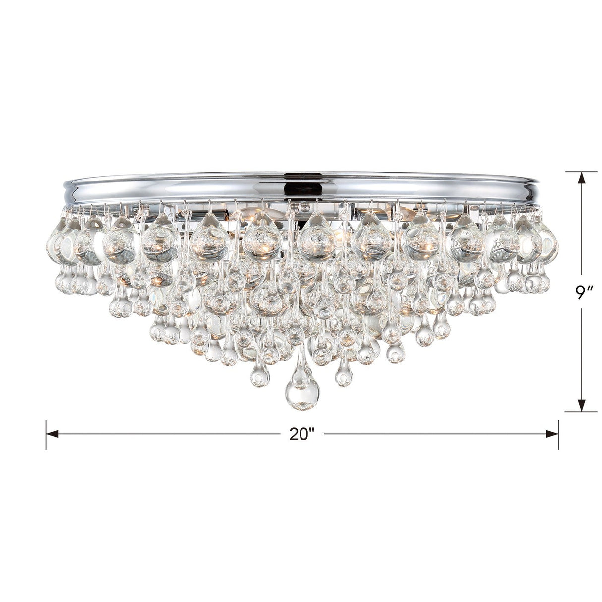 Calypso 6 Light Crystal Teardrop Polished Chrome Flush Mount 138-CH