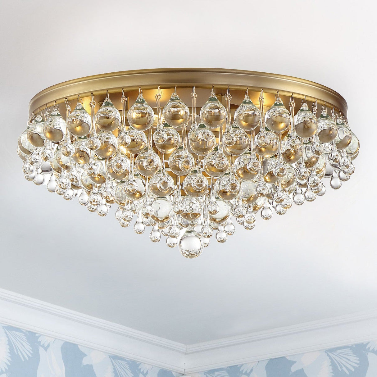 Calypso 6 Light Crystal Teardrop Polished Chrome Flush Mount 138-CH