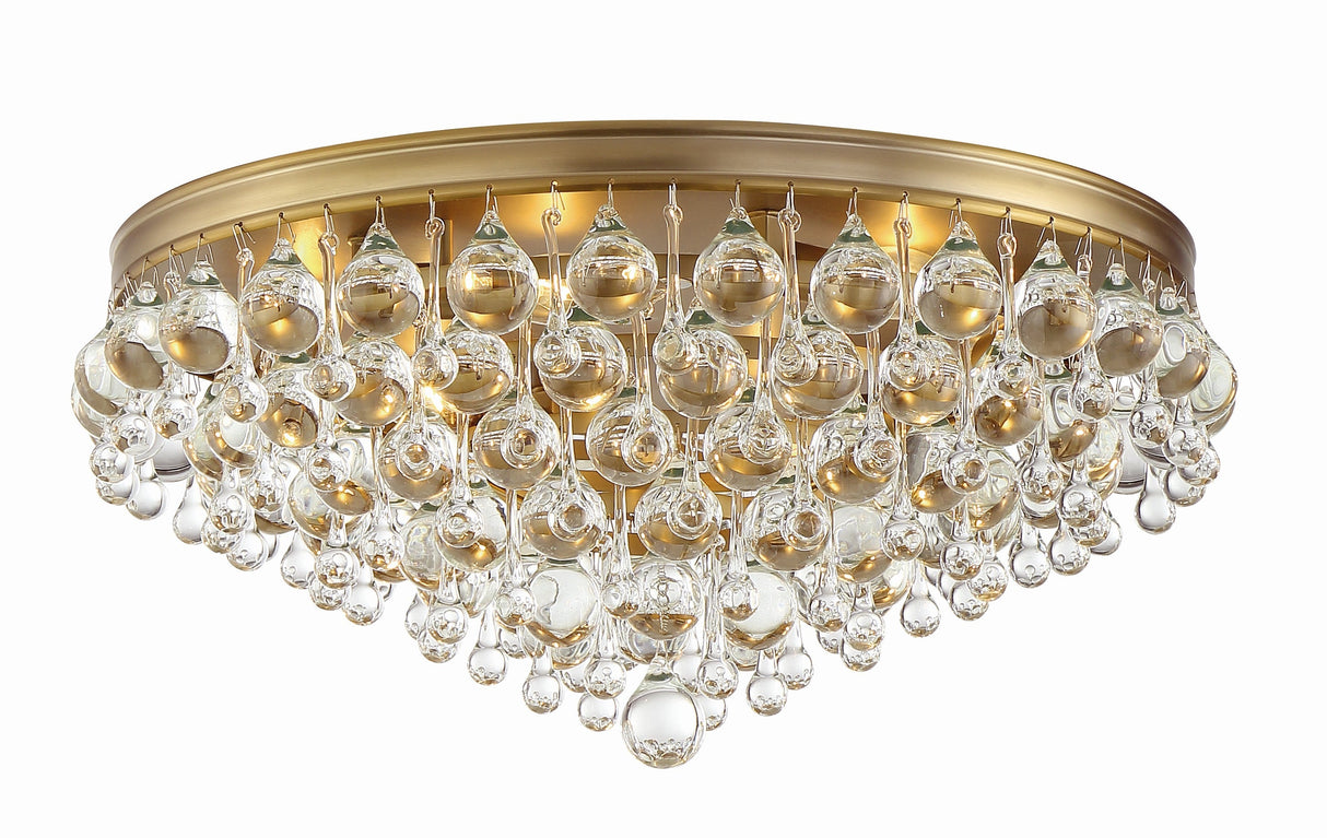 Calypso 6 Light Crystal Teardrop Vibrant Gold Flush Mount 138-VG