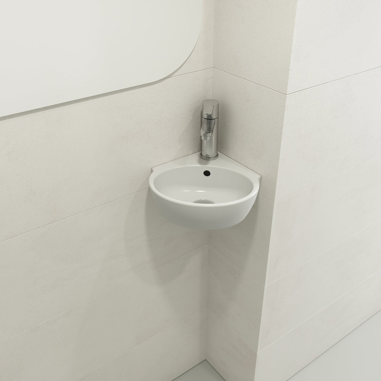 BOCCHI 1392-002-0126 Milano Corner Sink Fireclay 12 in. 1-Hole with Overflow in Matte White