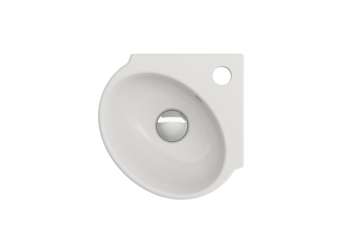 BOCCHI 1392-002-0126 Milano Corner Sink Fireclay 12 in. 1-Hole with Overflow in Matte White