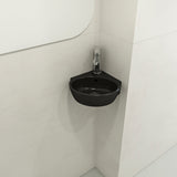 BOCCHI 1392-004-0126 Milano Corner Sink Fireclay 12 in. 1-Hole with Overflow in Matte Black