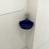 BOCCHI 1392-010-0126 Milano Corner Sink Fireclay 12 in. 1-Hole with Overflow in Sapphire Blue