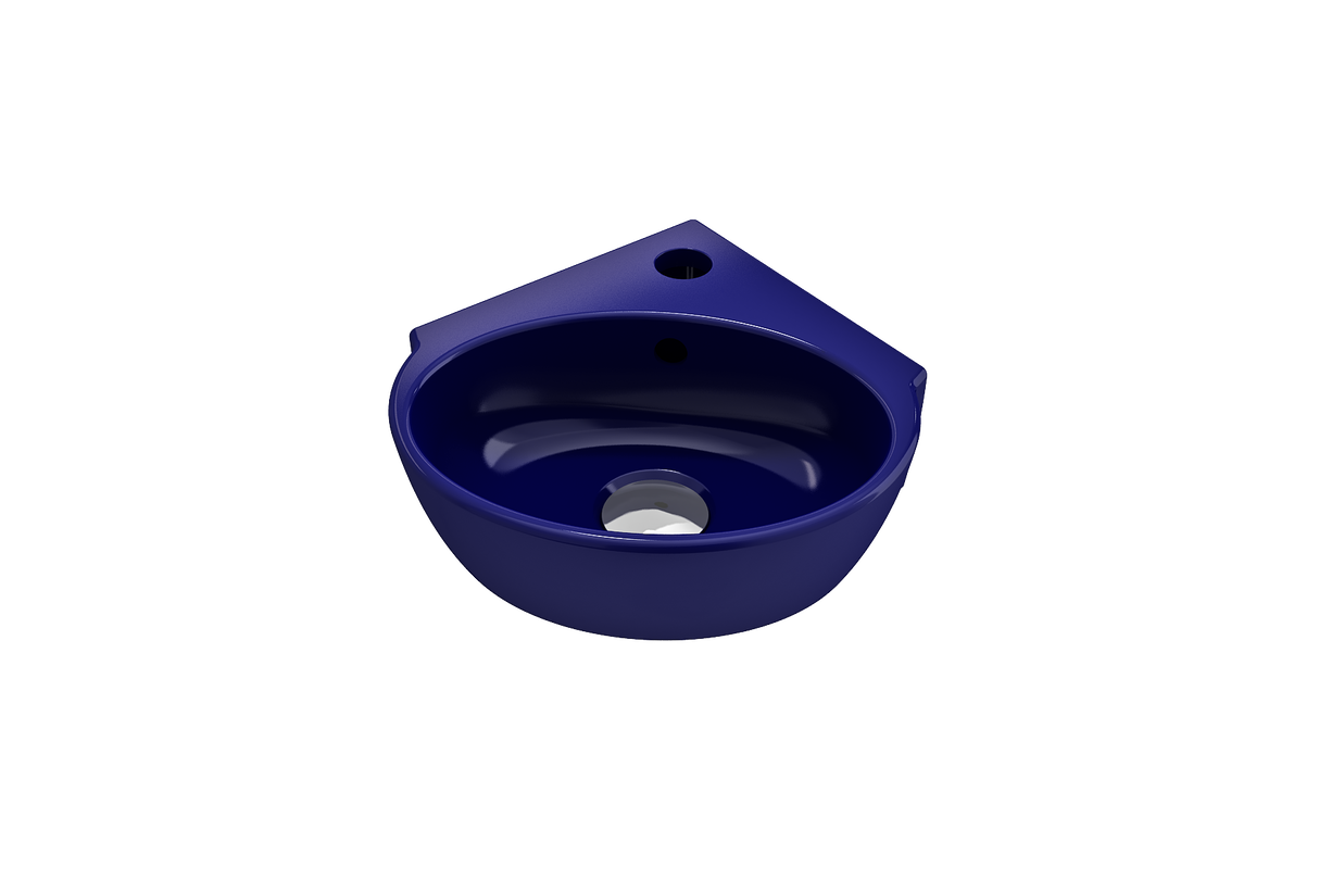 BOCCHI 1392-010-0126 Milano Corner Sink Fireclay 12 in. 1-Hole with Overflow in Sapphire Blue