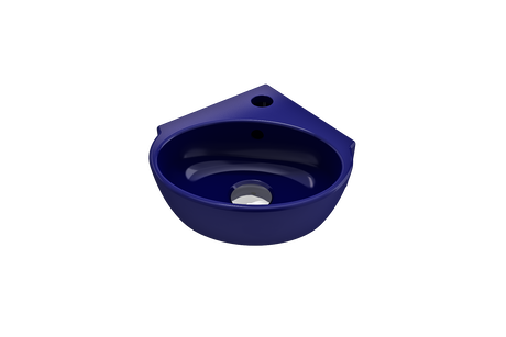 BOCCHI 1392-010-0126 Milano Corner Sink Fireclay 12 in. 1-Hole with Overflow in Sapphire Blue