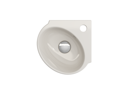 BOCCHI 1392-014-0126 Milano Corner Sink Fireclay 12 in. 1-Hole with Overflow in Biscuit
