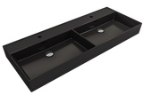 BOCCHI 1393-004-0132 Milano Wall-Mounted Sink Fireclay  47.75 in. Double Bowl for Two 1-Hole Faucets with Overflows in Matte Black