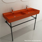 BOCCHI 1393-012-0132 Milano Wall-Mounted Sink Fireclay  47.75 in. Double Bowl for Two 1-Hole Faucets with Overflows in Orange