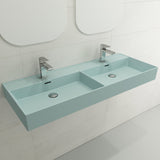 BOCCHI 1393-029-0132 Milano Wall-Mounted Sink Fireclay  47.75 in. Double Bowl for Two 1-Hole Faucets with Overflows in Matte Ice Blue