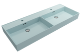 BOCCHI 1393-029-0132 Milano Wall-Mounted Sink Fireclay  47.75 in. Double Bowl for Two 1-Hole Faucets with Overflows in Matte Ice Blue