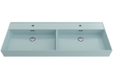 BOCCHI 1393-029-0132 Milano Wall-Mounted Sink Fireclay  47.75 in. Double Bowl for Two 1-Hole Faucets with Overflows in Matte Ice Blue