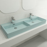 BOCCHI 1393-029-0132 Milano Wall-Mounted Sink Fireclay  47.75 in. Double Bowl for Two 1-Hole Faucets with Overflows in Matte Ice Blue