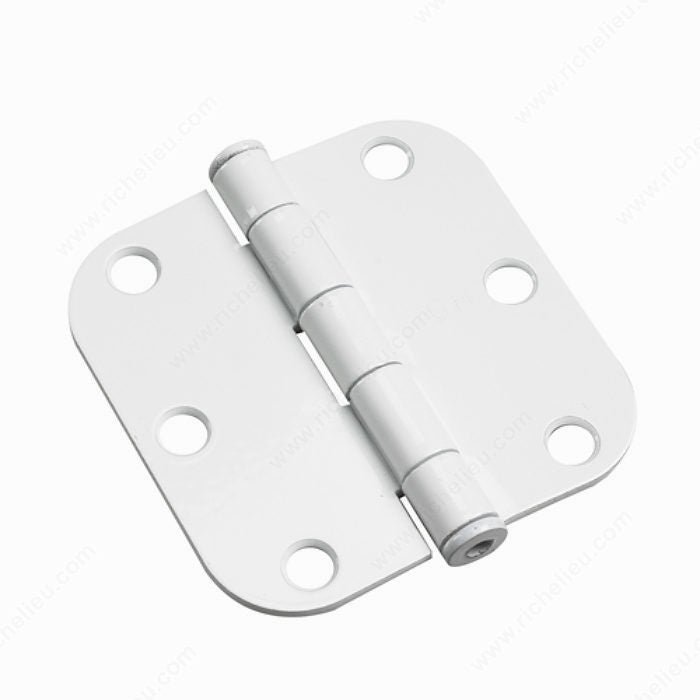 Onward 1820WV 3" Full Mortise Butt Hinge - 5/8" (15.8 mm) Radius, White, Steel, Included, Assembled