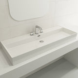 BOCCHI 1394-001-0127 Milano Wall-Mounted Sink Fireclay 47.75 in. 3-Hole with Overflow in White