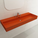 BOCCHI 1394-012-0127 Milano Wall-Mounted Sink Fireclay 47.75 in. 3-Hole with Overflow in Orange