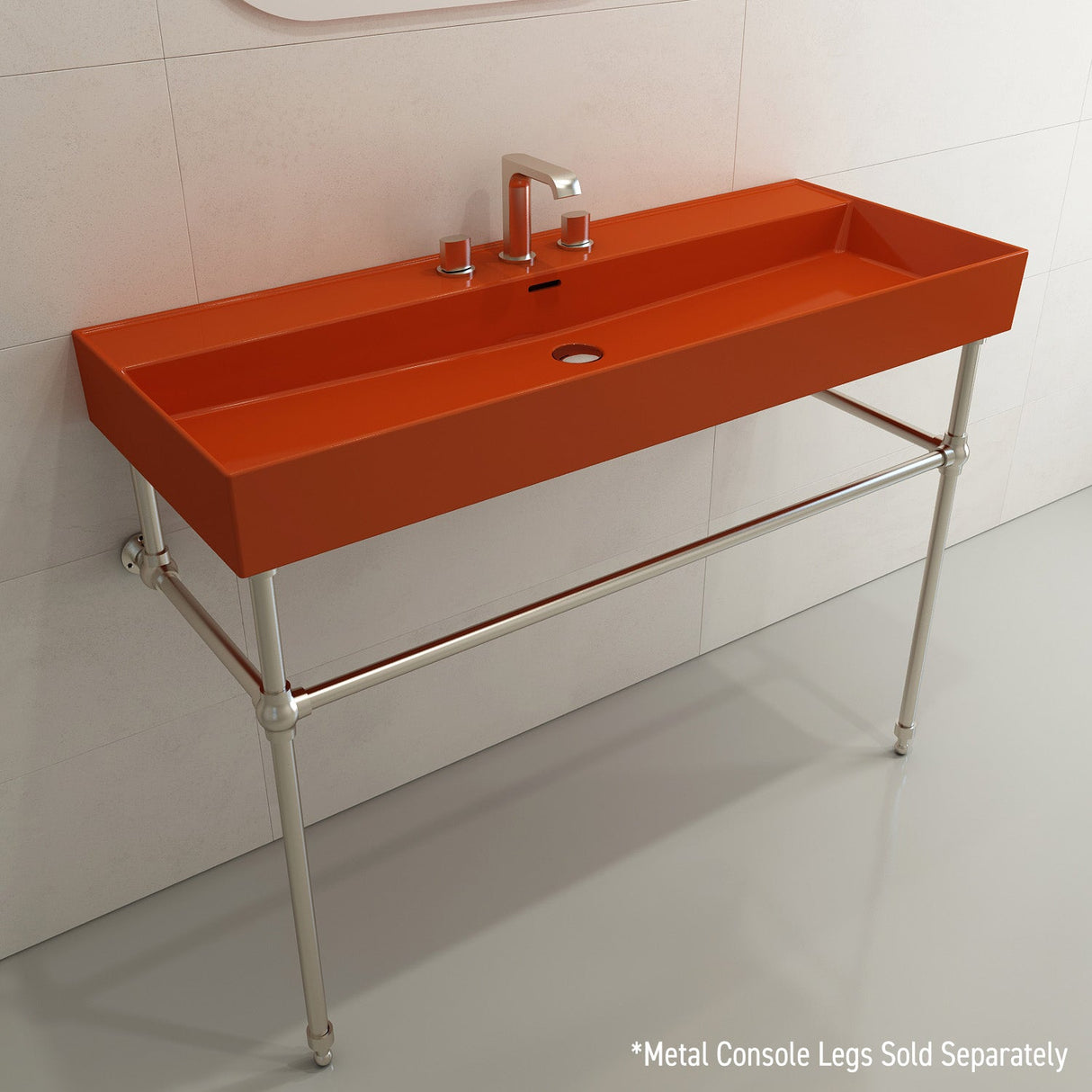 BOCCHI 1394-012-0127 Milano Wall-Mounted Sink Fireclay 47.75 in. 3-Hole with Overflow in Orange