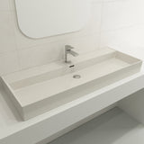 BOCCHI 1394-014-0126 Milano Wall-Mounted Sink Fireclay 47.75 in. 1-Hole with Overflow in Biscuit