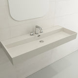 BOCCHI 1394-014-0127 Milano Wall-Mounted Sink Fireclay 47.75 in. 3-Hole with Overflow in Biscuit