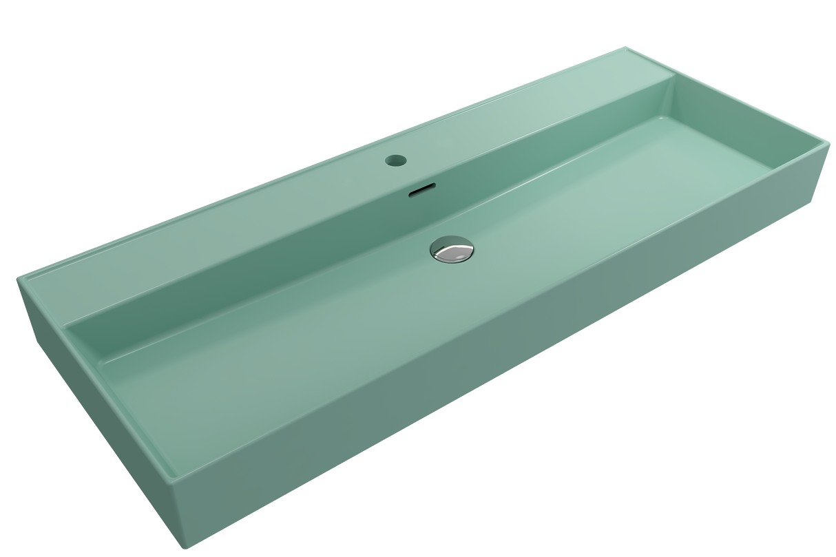 BOCCHI 1394-033-0126 Milano Wall-Mounted Sink Fireclay 47.75 in. 1-Hole with Overflow in Matte Mint Green