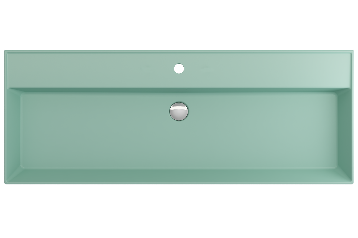 BOCCHI 1394-033-0126 Milano Wall-Mounted Sink Fireclay 47.75 in. 1-Hole with Overflow in Matte Mint Green