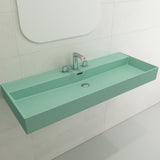 BOCCHI 1394-033-0127 Milano Wall-Mounted Sink Fireclay 47.75 in. 3-Hole with Overflow in Matte Mint Green