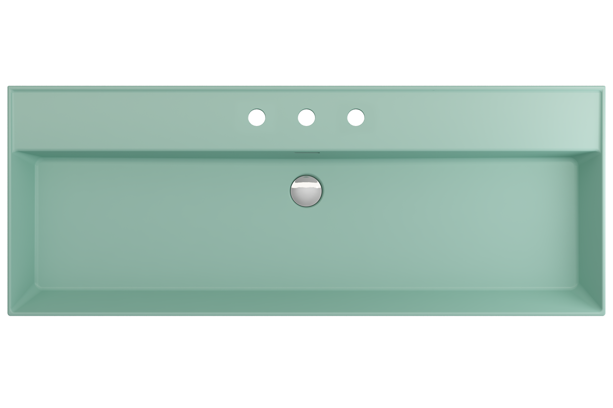 BOCCHI 1394-033-0127 Milano Wall-Mounted Sink Fireclay 47.75 in. 3-Hole with Overflow in Matte Mint Green