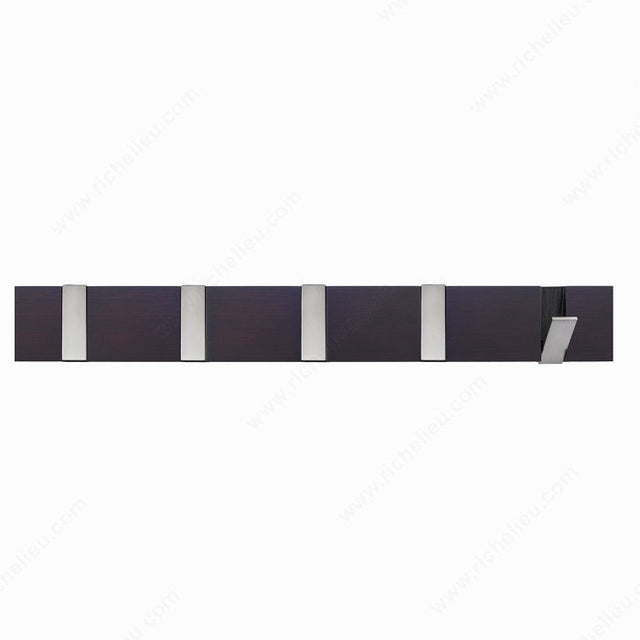 Richelieu RH80081004195 Modern Hook Rack - 8008, Espresso / Brushed Nickel, Espresso