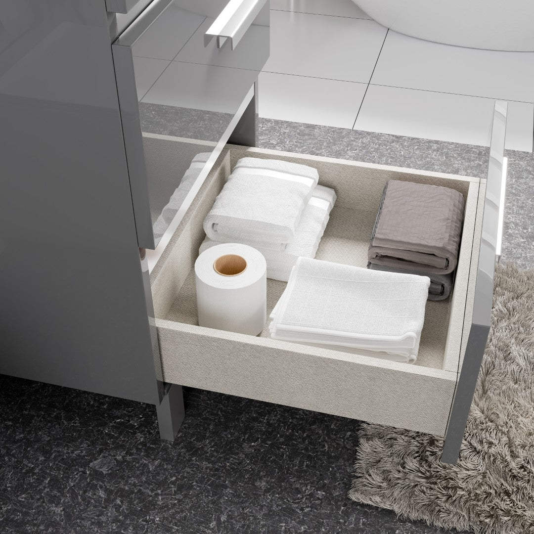 Deluxe 24 in. Gray Single Sink Bath Vanity with Porcelain Top and Integrated Sink