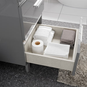 Deluxe 24 in. Gray Single Sink Bath Vanity with Porcelain Top and Integrated Sink
