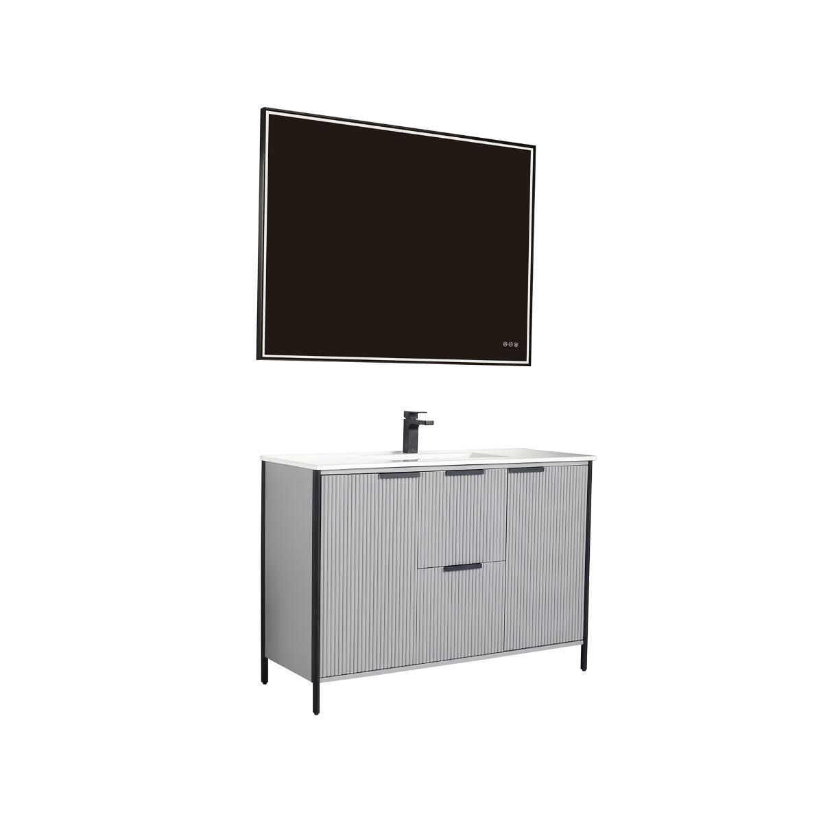 Blossom Zurich 48" Vanity – Double Sink Compatible in Glossy White & Metal Grey
