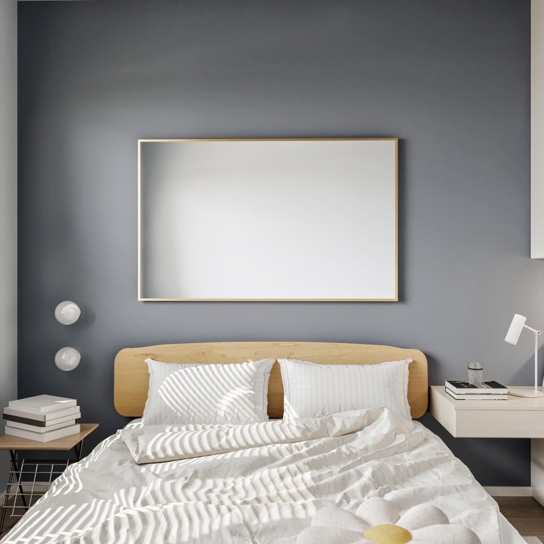 Eviva Gold 48" x 30" Rectangular Gold Metal Framed Mirror