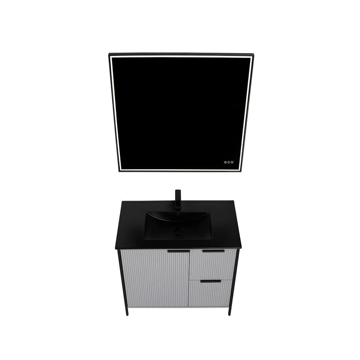 Blossom Zurich 36" Vanity – Glossy White & Metal Grey with Soft-Close Drawers & Ample Storage