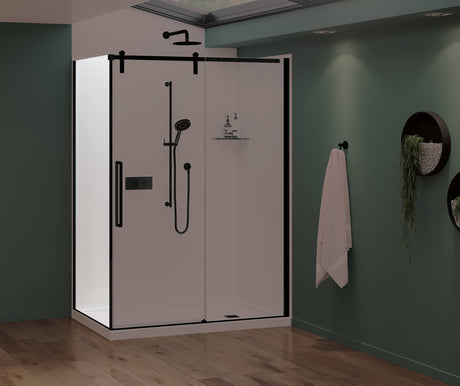 MAAX 135865-900-340-000 Nebula Return Panel for 36 in. Base with Clear glass in Matte Black