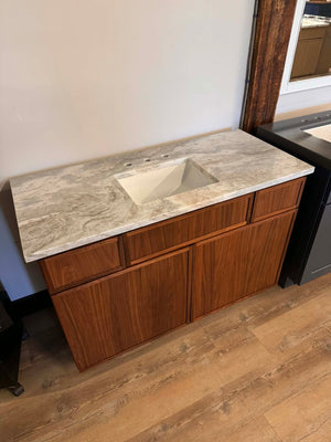 KCD Oslo 48" Walnut Vanity – Sleek Modern Design with Fantasy Brown Natural Stone Top