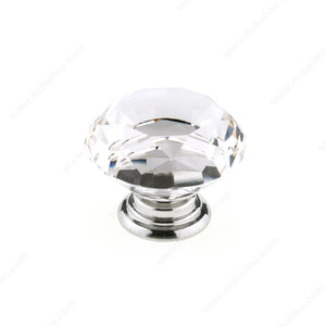 Richelieu BP87765014090 Modern Crystal Knob - 8776, Chrome / Black