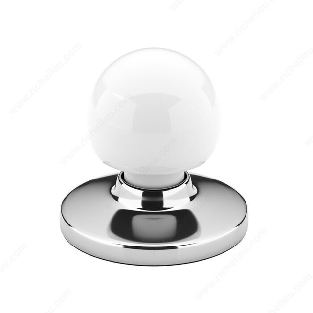 Richelieu BP392214030 Functional Metal Wardrobe Knob - 3922, Chrome / White, Steel / Porcelain