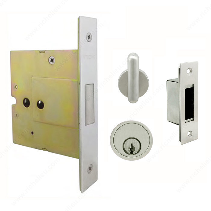 Richelieu 17PD50SS27551 INOX(TM) PD5000 Mortise Lock Set for Sliding Doors, Entrance, 2 3/4 in